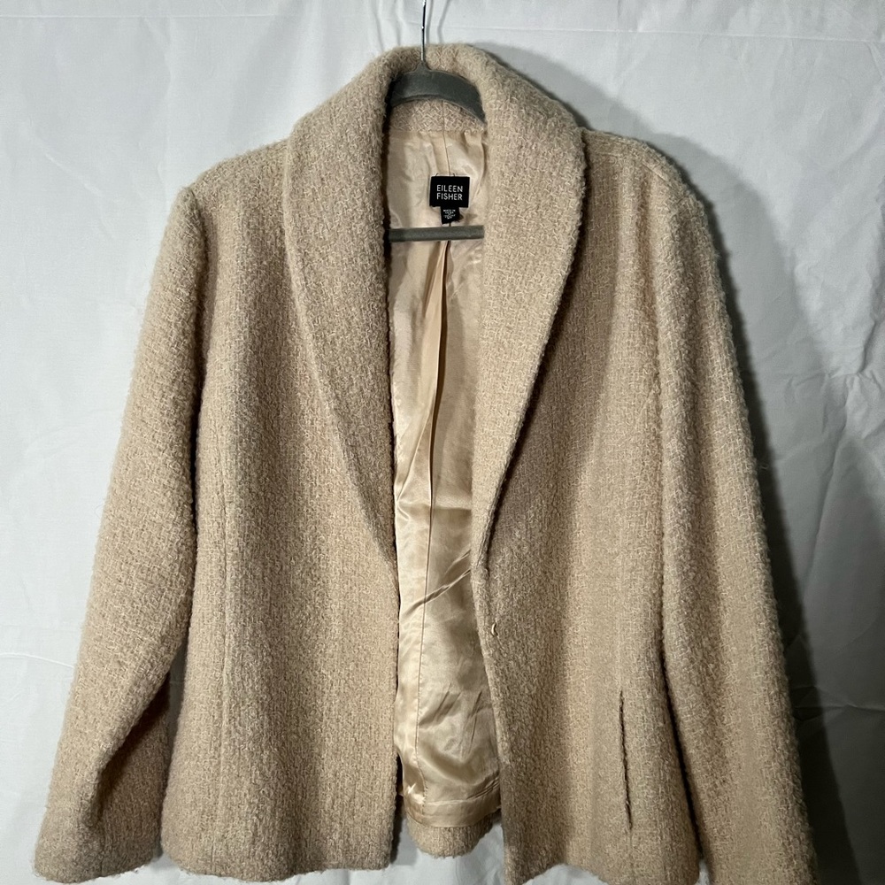 Eileen Fisher vintage boucle wool jacket in cream
